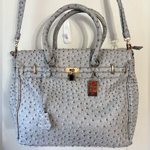 Penelope Ann Ostrich Skin Faux Leather Hand Shoulder Bag  NWOT